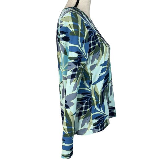 Hang Ten Medium Rashguard Swim Top UPF 50+ Quick-Dry Long Sleeve Leaf Print Crew - Picture 2 of 9